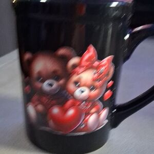 Black Mug with Teddy Bear Design